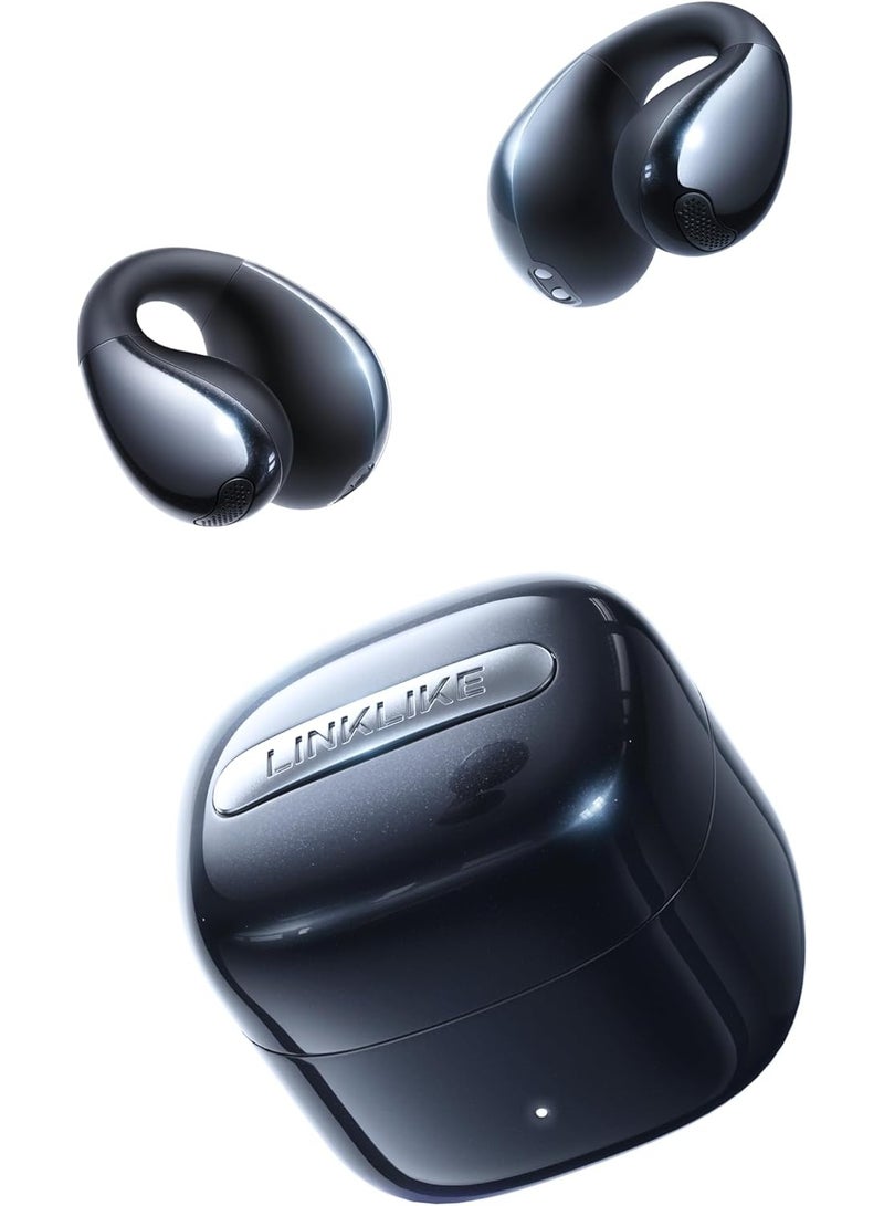 Linklike RingStar Air Open-Ear Wireless Headphones, Dual Device Connectivity, AI Noise-Cancelling Mic, 50+ Hrs Playtime, Quick Charge, All-Day Comfort Fit Earbuds for iOS/Android - Black - Image 1